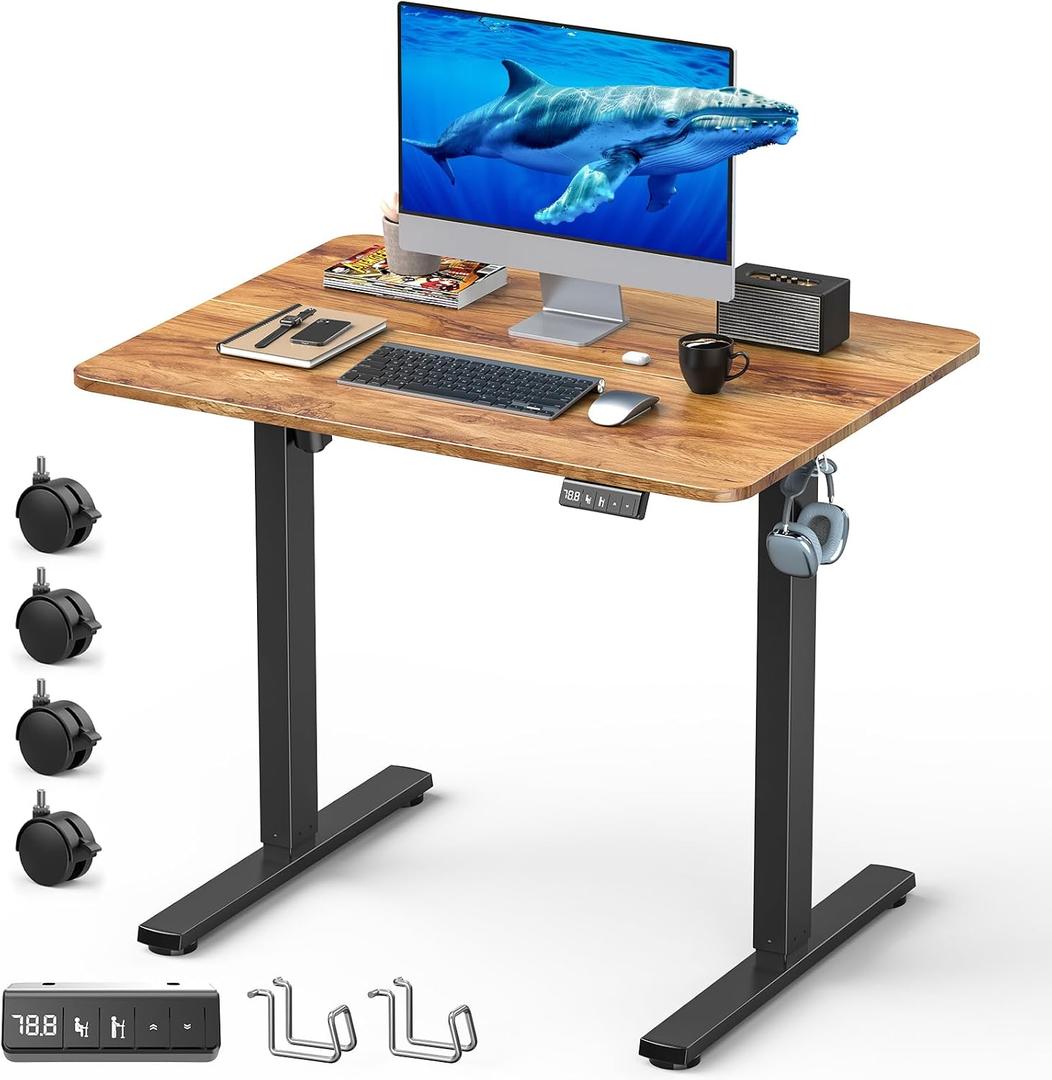 32" Small Rolling Electric Standing Desk Adjustable Height for Home Office, 32 x 24 Inch