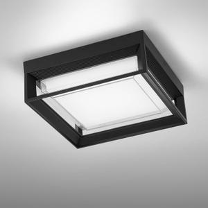 Square Flush Mount Outdoor LED Ceiling Light Fixture, 120V 24W 6000K Whitelight 9 inch Medium Overhead Porch Patio Balcony Lights Ceiling Mounted, Waterproof Suitable for Wet Areas, Black