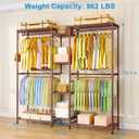 Ulif E4 Clothes Rack, Heavy-Duty Garment Rack, Metal Freestanding Clothing Organization Storage System Can Be L-Shaped with Shelves and Hangers, Max Load 962lbs, 71.6" W x 14.5" D x 79.3" H, Bronze
