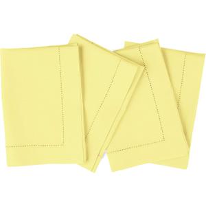 Solino Home Yellow Napkins Set of 4 - Cotton Linen Hemstitch Dinner Napkins Cloth 20 x 20 Inch for Summer - Handcrafted and Machine Washable