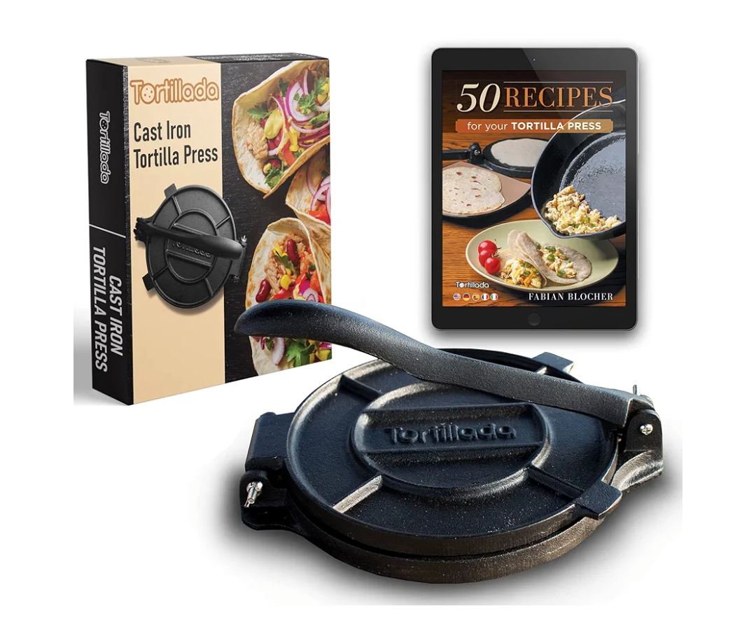 Tortillada – Premium Tortilla Press Cast Iron with Recipes E-Book (10 Inch)