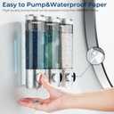 Shampoo and Conditioner Dispenser, Pollock Shower Soap Dispenser 3 Chamber No Drill, Wall Mounted Shampoo Body Wash Conditioner for Bathroom Large Capacity Silver