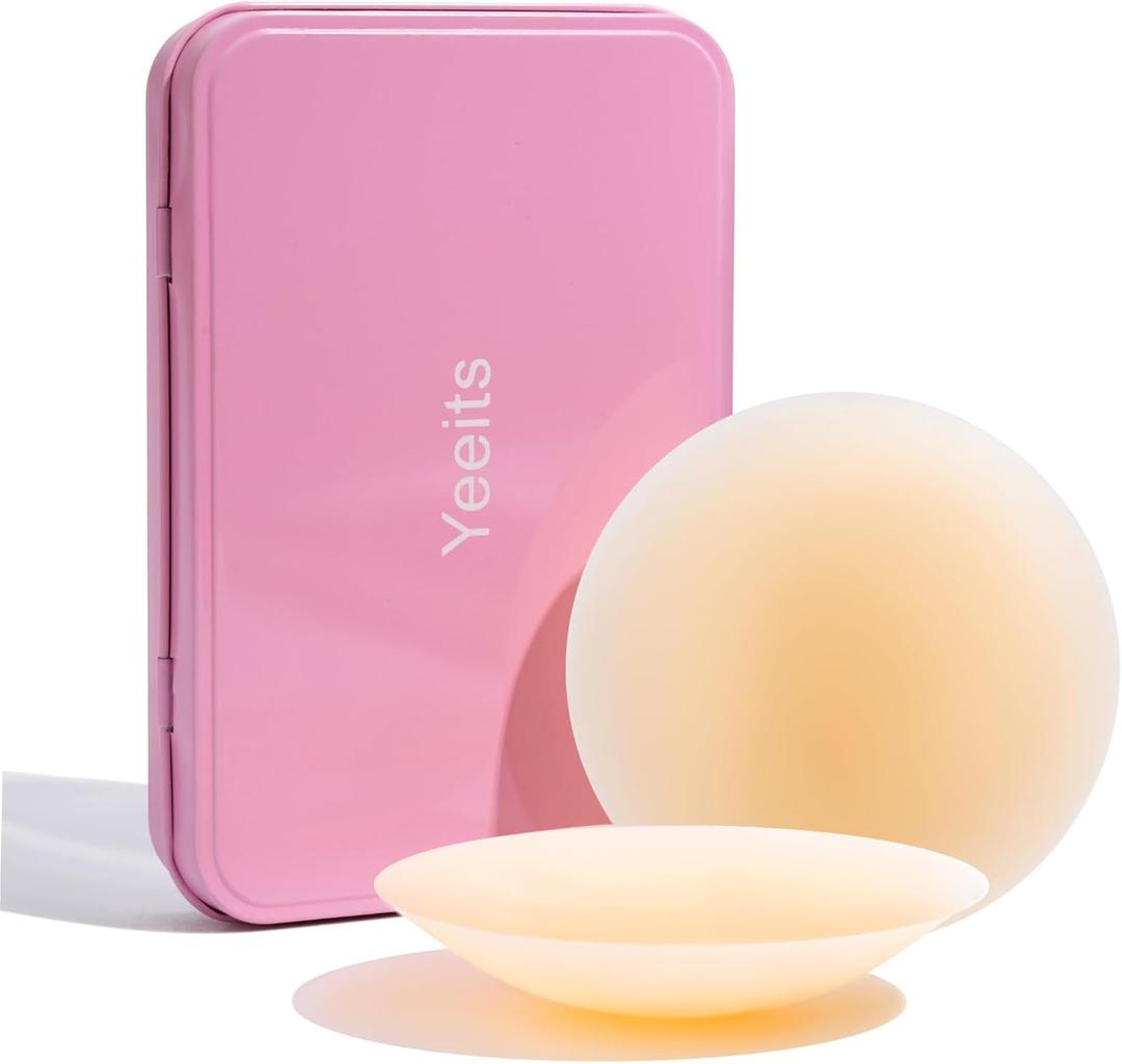 Pasties Sticky Bra Nipple Covers for Women Hypoallergenic Waterproof Reusable Silicone Bra Adhesive Bra with Box (Caramel)