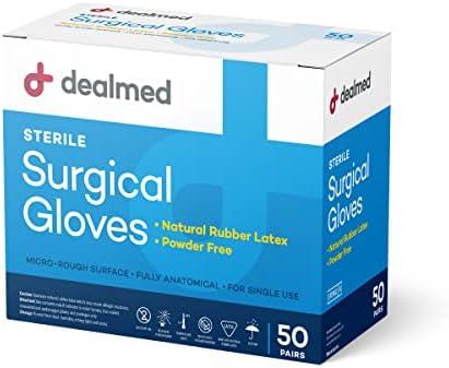 Dealmed Sterile Latex Surgical Gloves, Size 7.0 & Powder-Free, Offers Superior Protection & Comfort for Sensitive Hands 1 Box of 50 Pairs