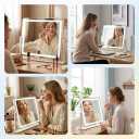 Vanity Mirror with Lights, 17''x22'' Lighted Makeup Mirror, LED Makeup Mirror, Dimmable, Smart Touch with 3-Color Lighting Modes, for Bedroom Tabletop - Gold