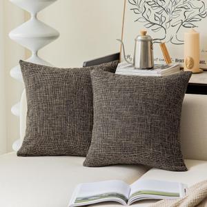 Kevin Textile Soft Solid Lined Linen Pillow Cover Durable Pillowcase Fashion Striped Star Cushion Cover, 61 x 61 cm, Set of 2, Black Gold
