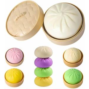 Dumpling Squishy Mystery Dumpling Squishy Stress Balls Fidget Sensory Toy Soft Squeeze Decompression Dough (White)