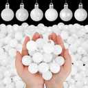 Shappy 216 Pcs Mini Christmas Ball Ornament 1.18 Inch Small Christmas Tree Decorations 6 Styles Shatterproof Xmas Ball with Hanging Loop for Holiday Party Wreath Xmas Tree(White)