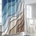 Shower Curtain Abstract Gradient Striped Art Waterproof Bathroom Curtains Set with Hooks,Modern Ombre Blue Washable Bathtub Curtain for Shower Stall/Hotel Bathtub Decor,72x72in