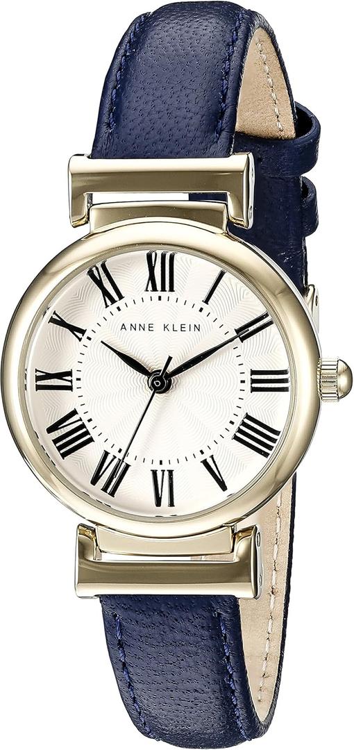 Anne Klein Women's Leather Strap Watch (Navy Blue/Gold)