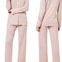 Now Touch Pajama Sets for Women 2 Piece Long Sleeve Button Down Pjs Soft Comfy Ladies Sleepwear Lounge Sets M