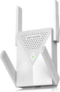 3000Mbps WiFi Extender-AX3000 WiFi 6 Extender Dual Band (2.4G/ 5.8G), Signal Booster with Gigabit Ethernet Port, Access Point, No Required App, Covers Up to 12, 000sq.ft and 99 Devices WiFi Booster