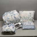 Madison Park Essentials Cozy Bed in a Bag Reversible Comforter with Complete Sheet Set - Modern Botanical Print All Season Cover, Shams, Decorative Pillow, Queen(90"x90"), Blue 8 Piece