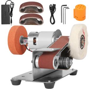 3-In-1 Mini Belt Sander - 15 Degree Knife Sharpener Electric Bench Grinder Sanding Machine, 7 Adjustable Speed Buffer Polisher for Metal Wood DIY Handcraft, Tool & Knife Sharpening (Plus Kit) (Model.1 Knife Making Plus Kit, Model.1 Knife Making Plus Kit)