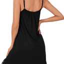 LYANER Women's Sexy Nightgowns Lace Spaghetti Strap Chemise Lingerie Slip Nightdress Sleepwear (Black)