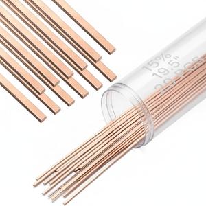 Therwen 20 Sticks Silver Brazing Rods Aws Bcup-5, 15% Silver 0.050" x 1/8" x 19.5" Solder Phos Copper Brazing Alloys Flat Welding Rods Industry for Air Conditioning Refrigerator HVAC Unit