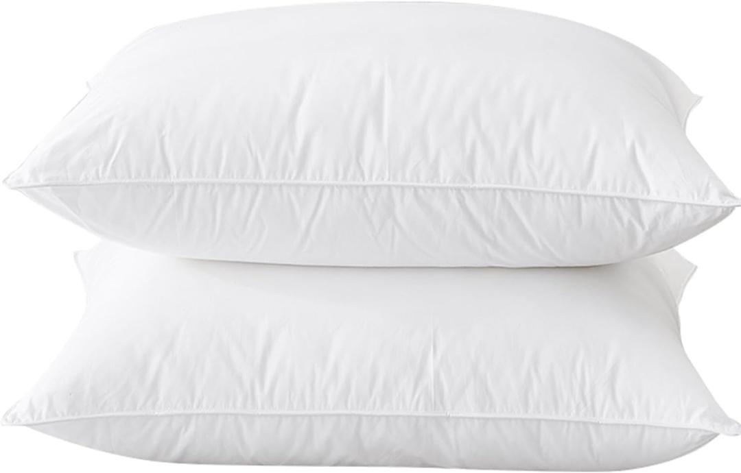 BHZ King Size Pillows Feather Down Set of 2 Hotel My King Pillows Bed Goose Pillow Luxury 2 Pack Pillow for Sleeping Side Sleepers Soft Support Gifts (White)
