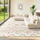 Area Rug Living Room Rugs Large Soft Boho Farmhouse Indoor Floor Rug (Beige, 6'x9')