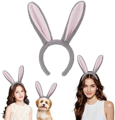 Edoneery Reindeer Antlers Headband for Women, Christmas Furry Deer Antlers Animal Ears Hairband for Cosplay Party Costume