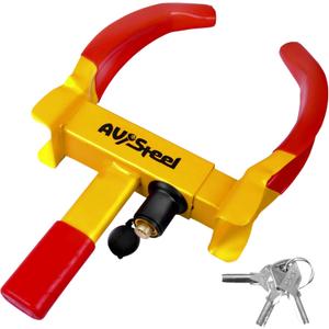 Universal Wheel Lock Clamp Heavy Duty Trailer Wheel Lock, Adjustable Car Tire Anti Theft Lock for Trailer Tire Lock with 3 Keys for Car, ATV, SUV, RV, Motorcycle, Golf Cart, and Boat