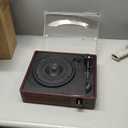 Vinyl Record Player Turntable with Built-in Bluetooth Receiver & 2 Stereo Speakers, 3 Speed 3 Size Portable Retro Record Player for Entertainment and Home Decoration (Brown)