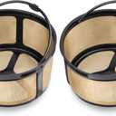 Reusable 8-12 Cup Basket Gold Mesh Coffee Filter for Keurig K-Duo Essentials and K Duo Brewers Machine, Replaces your Paper Coffee Filters, BPA Free (2 Pack)