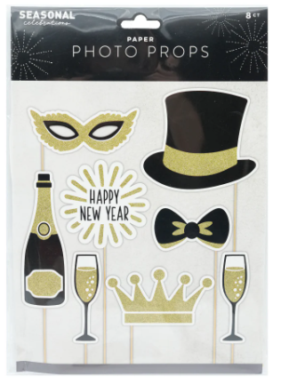 2 x New Year's Eve Paper Photo Prop Kit