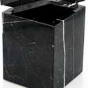 WORHE Marble Canister Natural Stone Qtip Holder with Lid Square Bathroom Vanity Organizer for Makeup Sponge Coffee Bean Dispenser Storage Jar Case for Home Decor Black (DLB202)