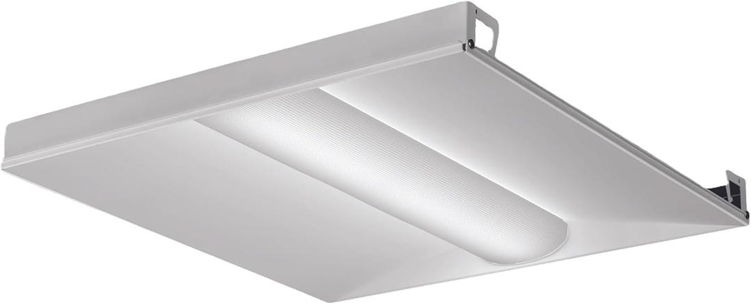 Lithonia Lighting 2x2 LED Troffer Light, BLT Series Low Profile LED Drop in Ceiling Light for Dropped Ceiling with Curved Ribbed Diffuser, 3300 Lumens, 3500K Neutral White