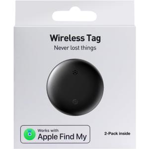 2-Pack Air Tracker Tags, [Apple MFi Certified] Works with Apple Find My (iOS Only) for Worldwide Tracking, Bluetooth Locator with Replaceable Battery for Keys, Pets, Cars, Luggage, Backpacks