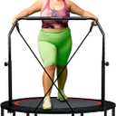 450 LBS Foldable Mini Trampoline for Adults & Kids 40" Rebounder Trampoline with Adjustable Foam Bar for Indoor Workout Fitness (Black)