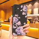 2 x for Samsung Galaxy A13 5G/A04S Phone Case, Fashion Flower Pattern Design Girls Women Liquid Silicone Cover, Slim Shockproof and Scratch-Resistant Soft Case for Samsung A13 - Black