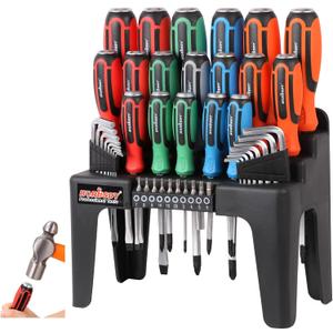 HORUSDY 44-Piece Magnetic Screwdriver Set with Go-Thru Steel Blades | High Torque, Plastic Racking