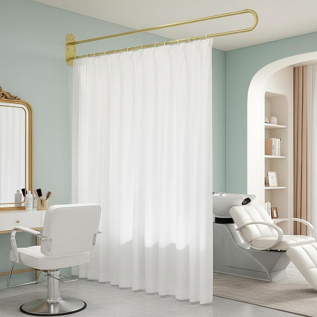 U Shape Privacy Partition Curtains for Room Divider Partitions with Flat Hook Inherent Hospital Curtains for Fitting Room Beauty Salon Bedroom Hospital SPA (7.2ft)