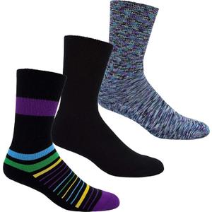 Dr. Segals Non Binding Socks - Pack of 3 S/M - Multi Stripe, Cosmic Purple, Black