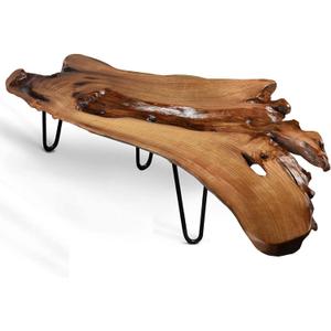 Handcrafted Edge Coffee Table | Natural Wood with Unique Organic Shape | Metal Hairpin Legs for Living Room, Side Table & Boho Decor,Clear Lacquer Finish (Large)