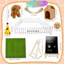 68 Pcs Adopt A Puppy Party Favors Set with 16 Mini Plush Teddy Dog 16 Hats 16 Paper Boxes 16 Adoption Card and Blackboard Chalk Fence Artificial Lawn for Adopt Birthday Party Supplies (Color Style 1)
