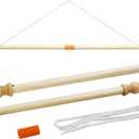 Anley 35" Wooden Banner Pole - Horizontal Flag Hanger for House Sports Dynasty Company - Easy Display for Flag Width Less Than 30" and Sleeve Over 1"