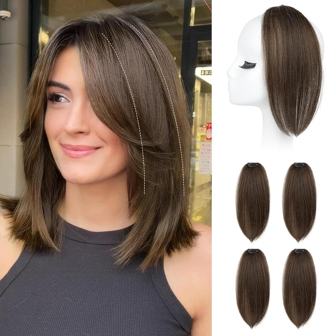 REECHO Clip in Hair Volumizer, 4PCS 12 inch Short Thick Clip in Hairpieces Adding Extra Volume Hair Extensions for Women - Chocolate Brown