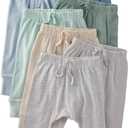 Baby Jordan 8-Pack Jogger Pants 100% Organic Cotton Bottoms for Boys & Girls (6-9 Months, Seafoam Terra Rainbow)