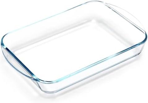 2.6 Quart Glass Baking Dish, 17x11''(Handles Included), Rectangular Baking Dishes for Oven, Tempered Glass Casserole Dish