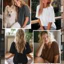 4 Pack Womens Oversized T Shirts Summer Casual Roll Up Short Sleeve Tops Crew Neck Loose Fit Basic Tee Clothes (White, L)