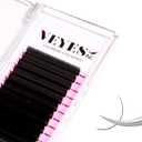VEYES INC Cashmere Volume Lash Extensions C CC D DD LD L B J M Curl 0.03-0.20 thickness 5-25mm, Super Matte Black Individual Eyelashes Tray, Professional Supplies for Lash Techs (0.07 J 5-7mm Bottom)