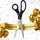 Ribbon Cutting Ceremony Scissors — 25" Black Giant for Grand Openings Heavy Duty Scissors Large Ribbon Cutting for Special Events and Ceremonies