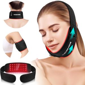 Red Light Therapy for Neck, Near Infrared Light Therapy Belt Wearable Infrared Neck Wrap with Timer Infrared Belt for Chin Firming V Face Lifting Mask Body Neck Hand Wrist Legs Unisex Gift (Dark Black)