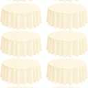 10 Pack Round Tablecloths - 120 Inch Beige Polyester Cover, Stain and Wrinkle Resistant Washable Fabric Cloth for Wedding Banquet Parties