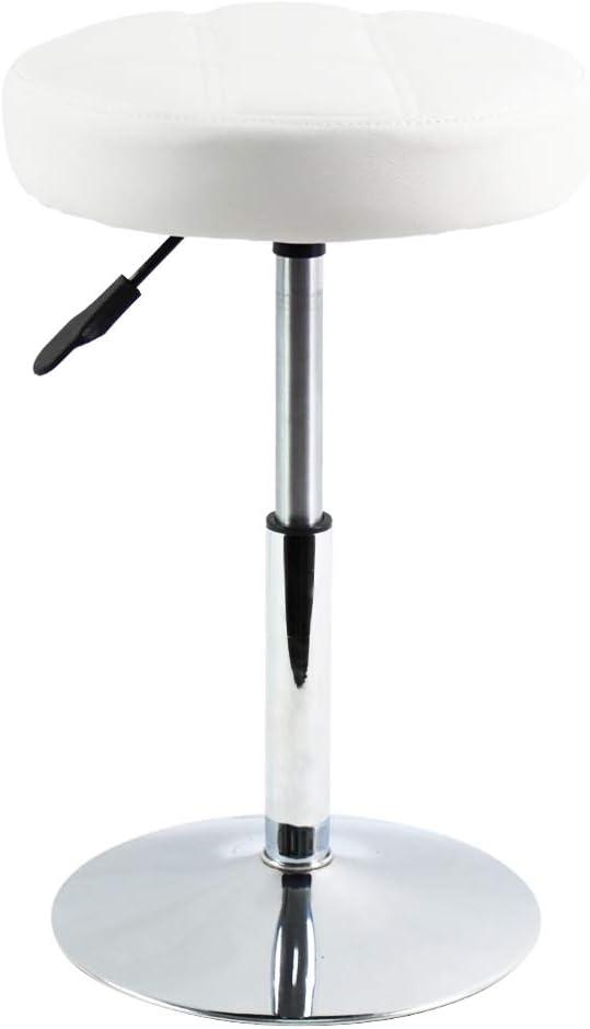 FURWOO Adjustable Swivel Barstool, White, PU Leather, 32cm Diameter, 220lbs Maximum Load