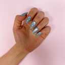 Press on Nails-Green, Cat Eye Press on Nails Almond,Short Reusable 16 Sizes - 32 Nail Kit with Glue