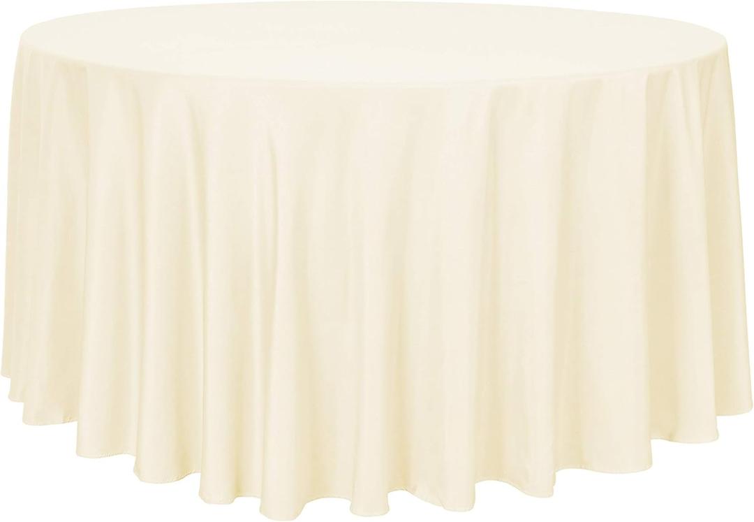 Sancua Round Tablecloth - 108 Inch - Water Resistant Spill Proof Washable Polyester Table Cloth Decorative Fabric Table Cover for Dining Tables, Buffet Parties and Camping, Beige