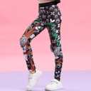 Girls' Tight Pants Black Leggings for Girls Soft Comfortable Printed Leggings Fun Kids Ankle Length Pants for Kids